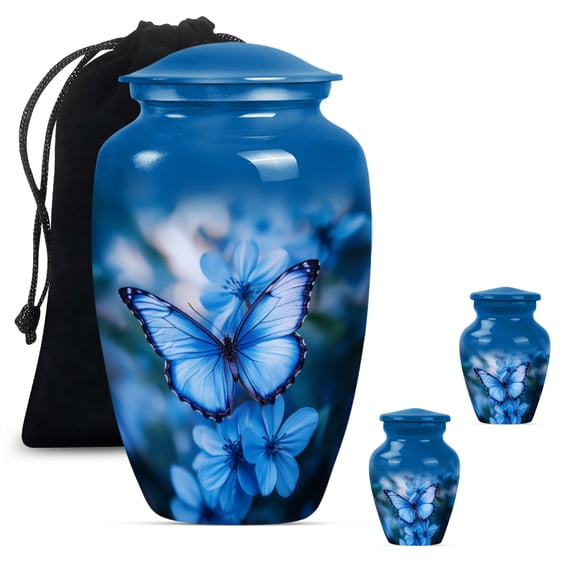 Butterfly Urn for Ashes for Women, Memorial Urns for Human Ashes, Urns for Human Ashes Adult Man, Large Urn for Ashes Adult Male(Size - 10inch 1Pcs, 3inch 2Pcs)