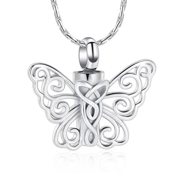 Butterfly Urn Necklace for Ashes Celtic Knot Butterfly Pendant Cremation Keepsake Necklace for Women Jewelry