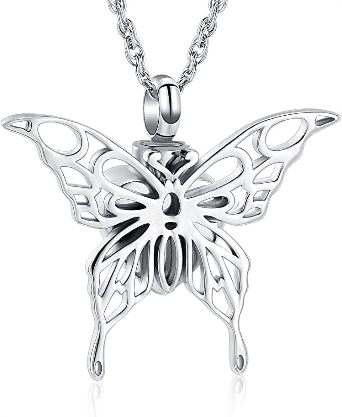 Cremation Jewelry Butterfly Urn Necklace For Ashes For Women Men Keepsake Memorial Human Pet Ashes Locket Pendant