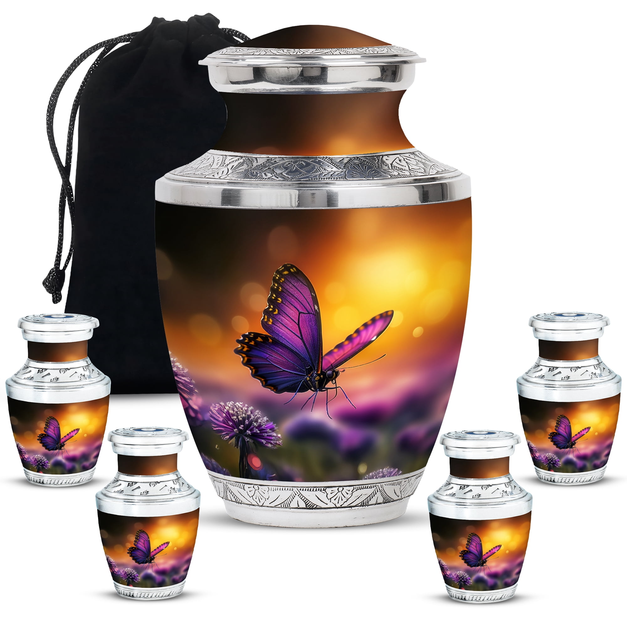 Butterfly Urn, Urns for Ashes, Large Urn for Ashes Adult Male, Urns for Women Human Ashes, Ashes Keepsake, Cremation Urns for Human Ashes(Size - 10inch 1Pcs, 3inch 4Pcs)