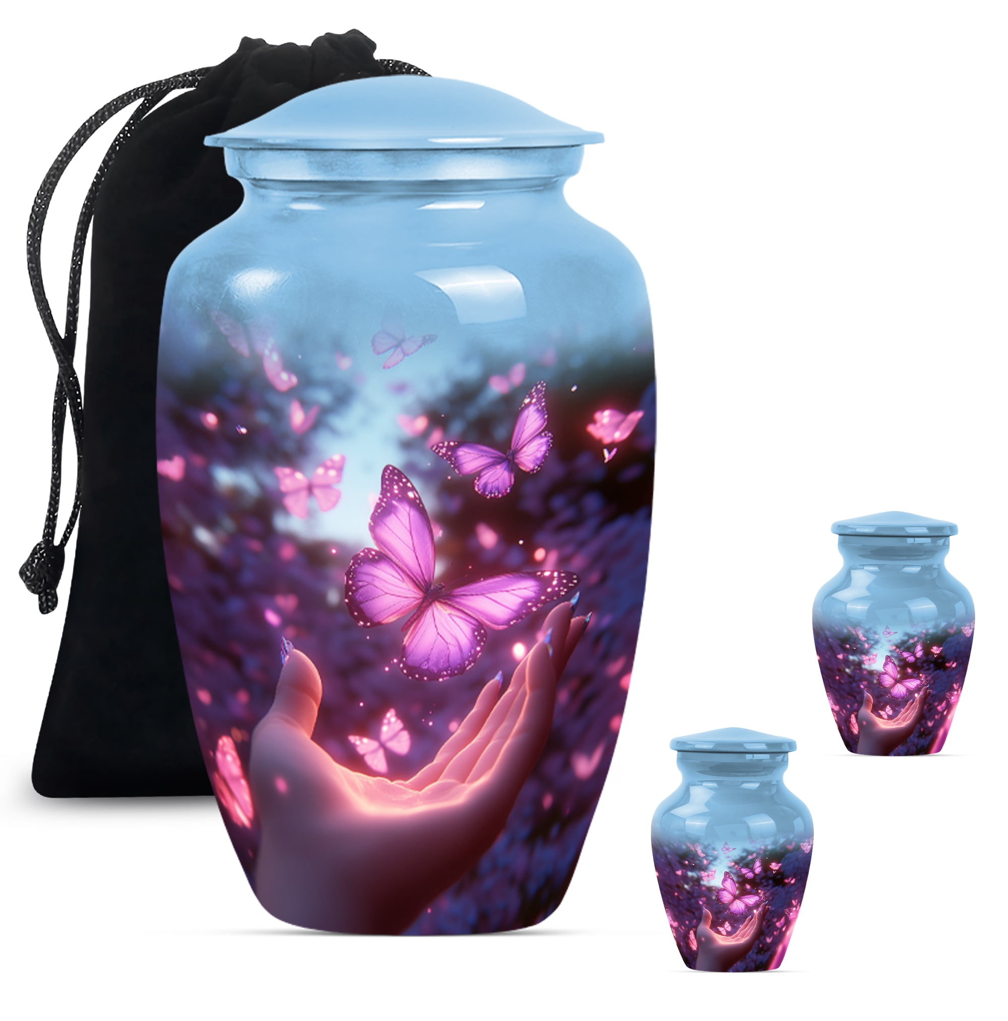 Butterfly Urns for Human Ashes Adult Female, Large Urn for Ashes, Keepsake Urn for Ashes, Cremation Funeral Urns for Human Ashes Adult Man(Size - 10inch 1Pcs, 3inch 2Pcs)