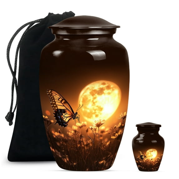 Butterfly Urns for Human Ashes, Small Urns for Human Ashes Keepsake, Large Funeral Urn for Ashes for Women, Decorative Urn(Size - 10inch 1Pcs, 3inch 1Pcs)