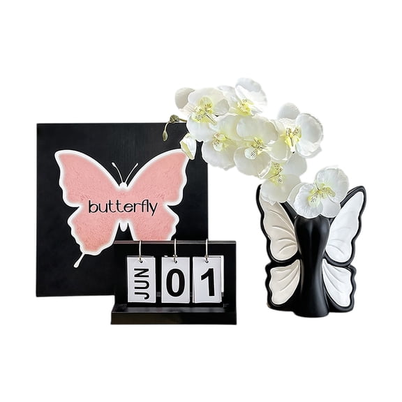 Butterfly Vase Resin Sculpture, Modern Style Vase Table Centerpiece Ornament, Cute Home Decor for Living Room And Dining Table