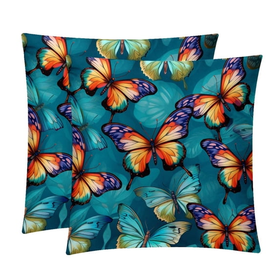 Butterfly Velvet Bed Pillow Set with Unique Patterns in Sizes 16x16, 18x18, and 20x20 Inches - Includes 2 Chair Pillow Covers,Bed Pillow for Any Occasion