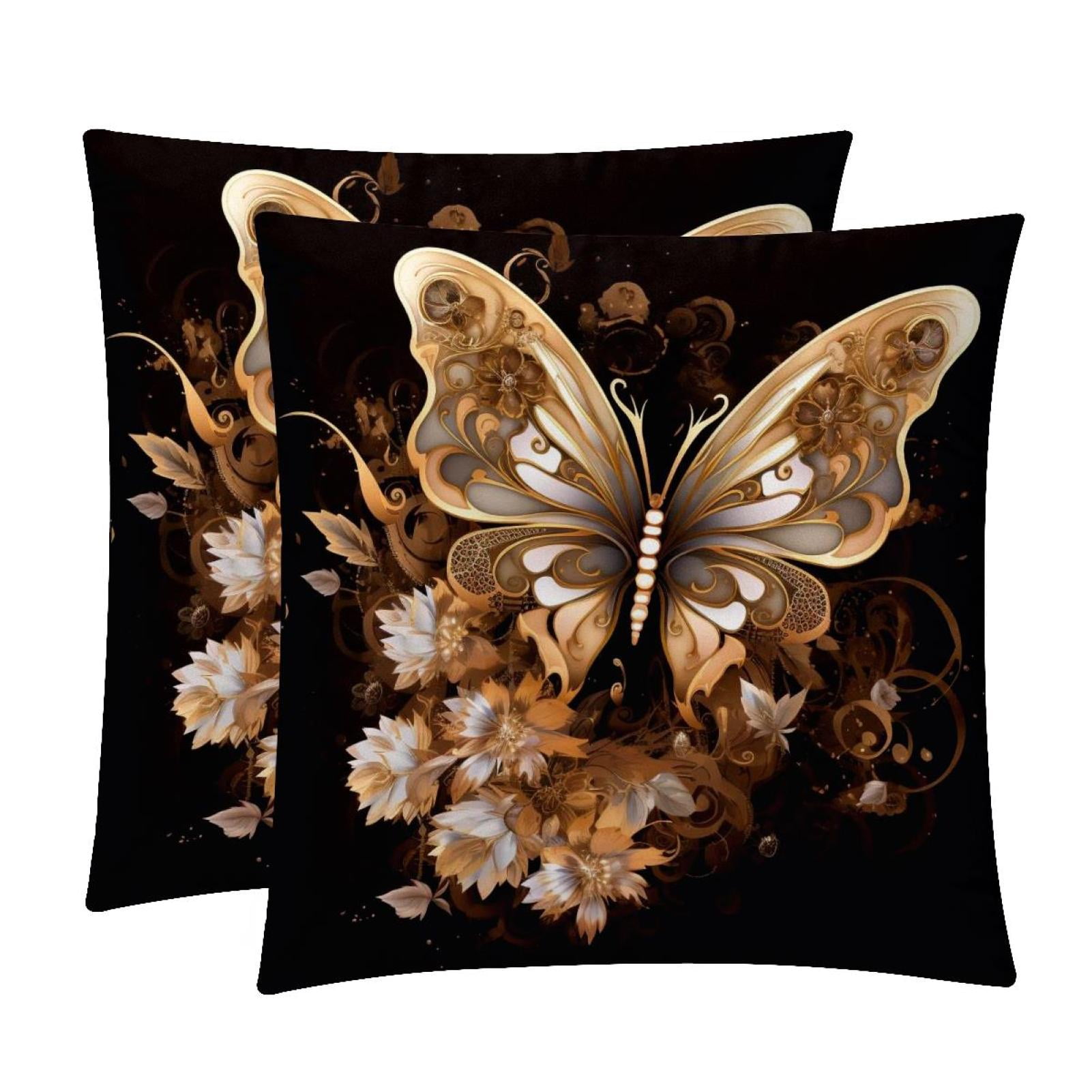 Butterfly Velvet Throw Pillow Covers Set with Unique Patterns 16x16