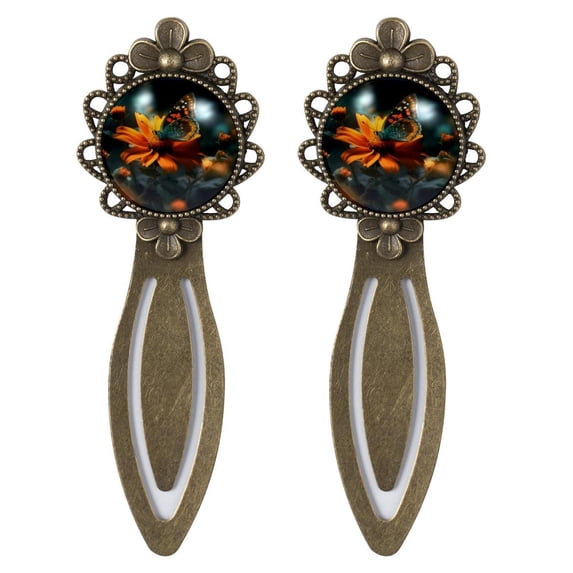 Butterfly Vintage Copper-Colored Lace Bookmarks: Stainless Steel Reading Accessories, Gifts for Book Lovers - Set of 2 Bookmarks