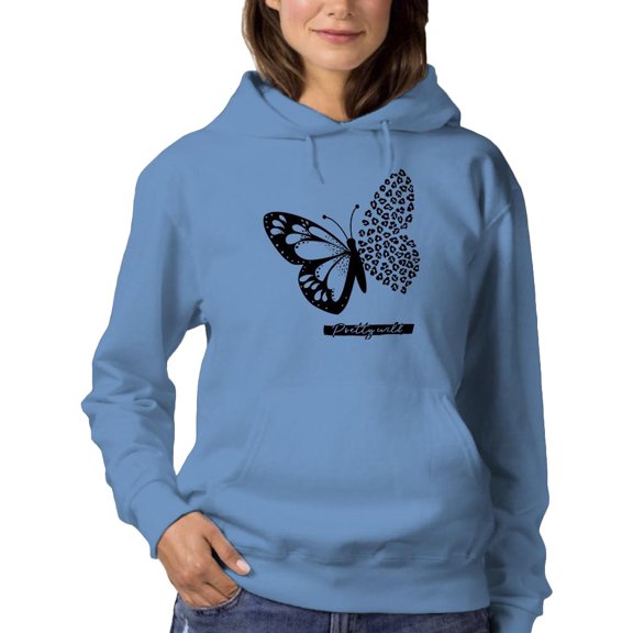 Butterfly W Leopard Print Hoodie Women -Image by Shutterstock, Female Large
