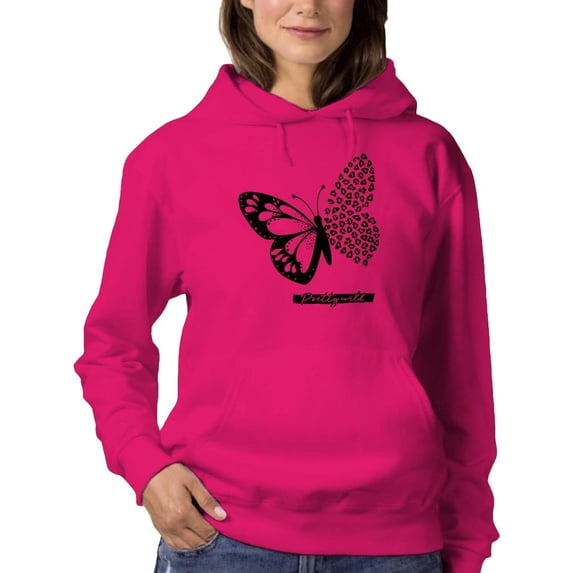 Butterfly W Leopard Print Hoodie Women -Image by Shutterstock, Female Large