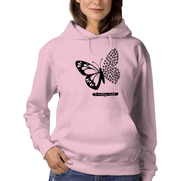 Butterfly W Leopard Print Hoodie Women -Image by Shutterstock, Female Medium