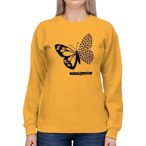 Butterfly W Leopard Print Sweatshirt Women -Image by Shutterstock, Female Large