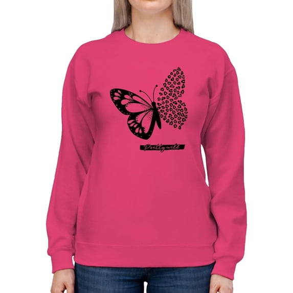 Butterfly W Leopard Print Sweatshirt Women -Image by Shutterstock, Female Large
