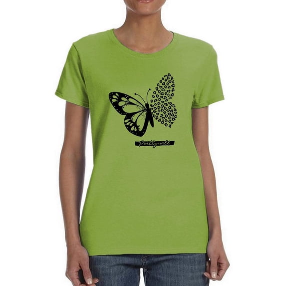 Butterfly W Leopard Print T-Shirt Women -Image by Shutterstock, Female 5X-Large