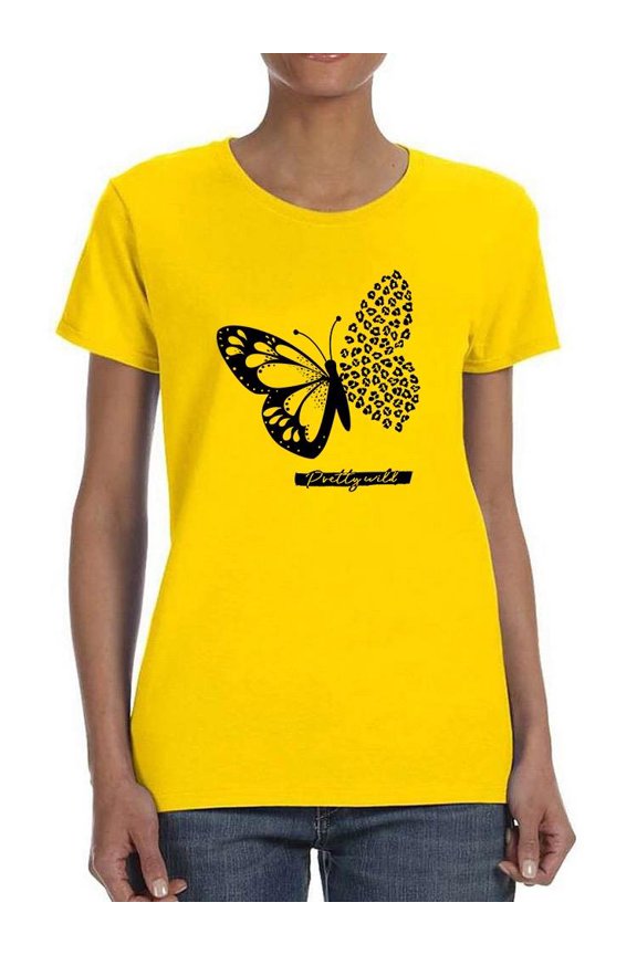 Butterfly W Leopard Print T-Shirt Women -Image by Shutterstock, Female Large