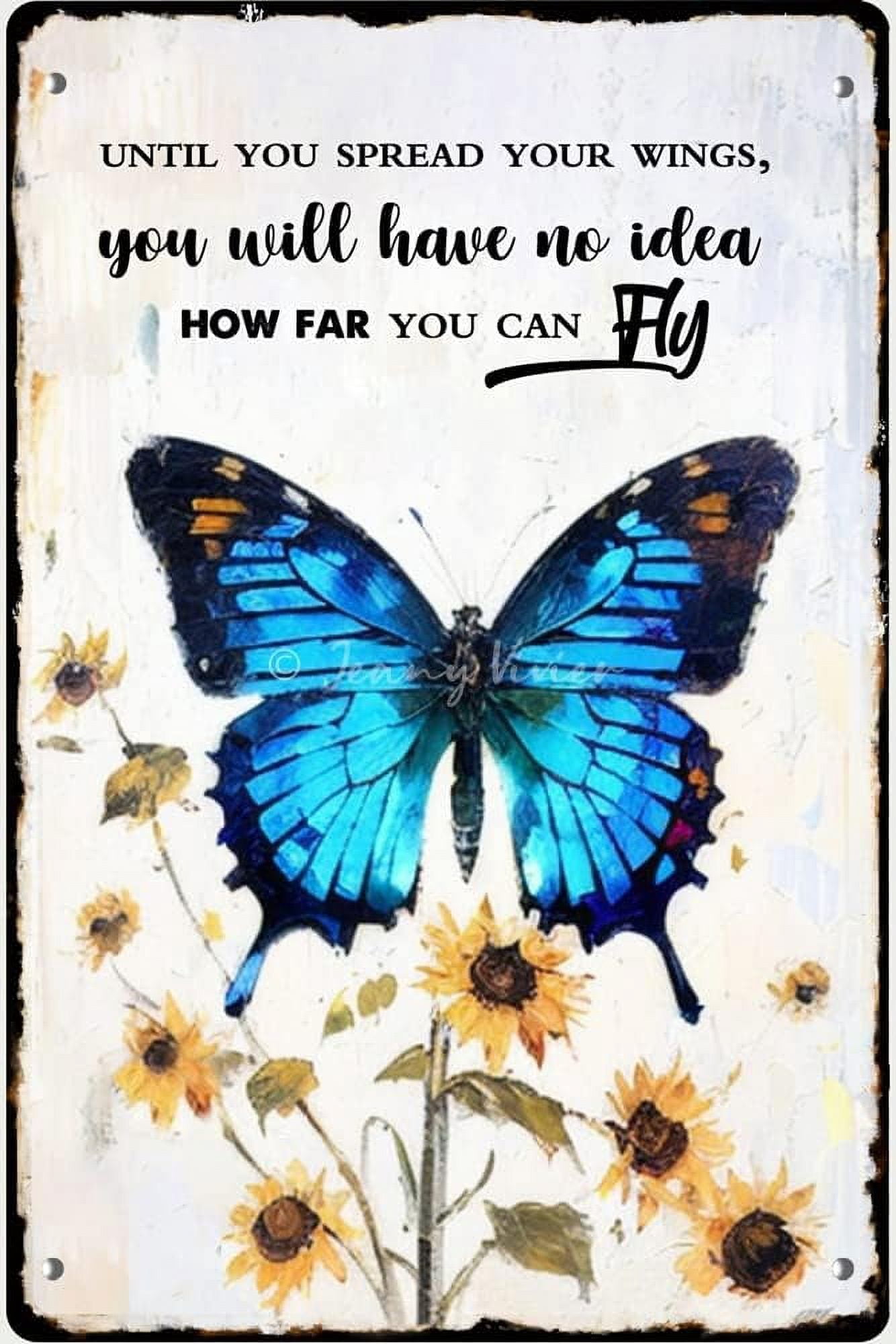 Butterfly Wall Art, Boho Farmhouse Decor, Inspirational Quote Decor ...
