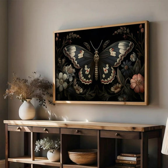 Butterfly Wall Art Mystical Insect Poster, Moody Unframed Paper Print