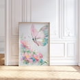 thumbnail image 1 of Butterfly Wall Art Poster, Pastel Butterfly Flowers Poster, Girls Tween Nursery Room Decor, Colorful Insect Wall Art,, Stretched Canvas Size 16x24, 1 of 4