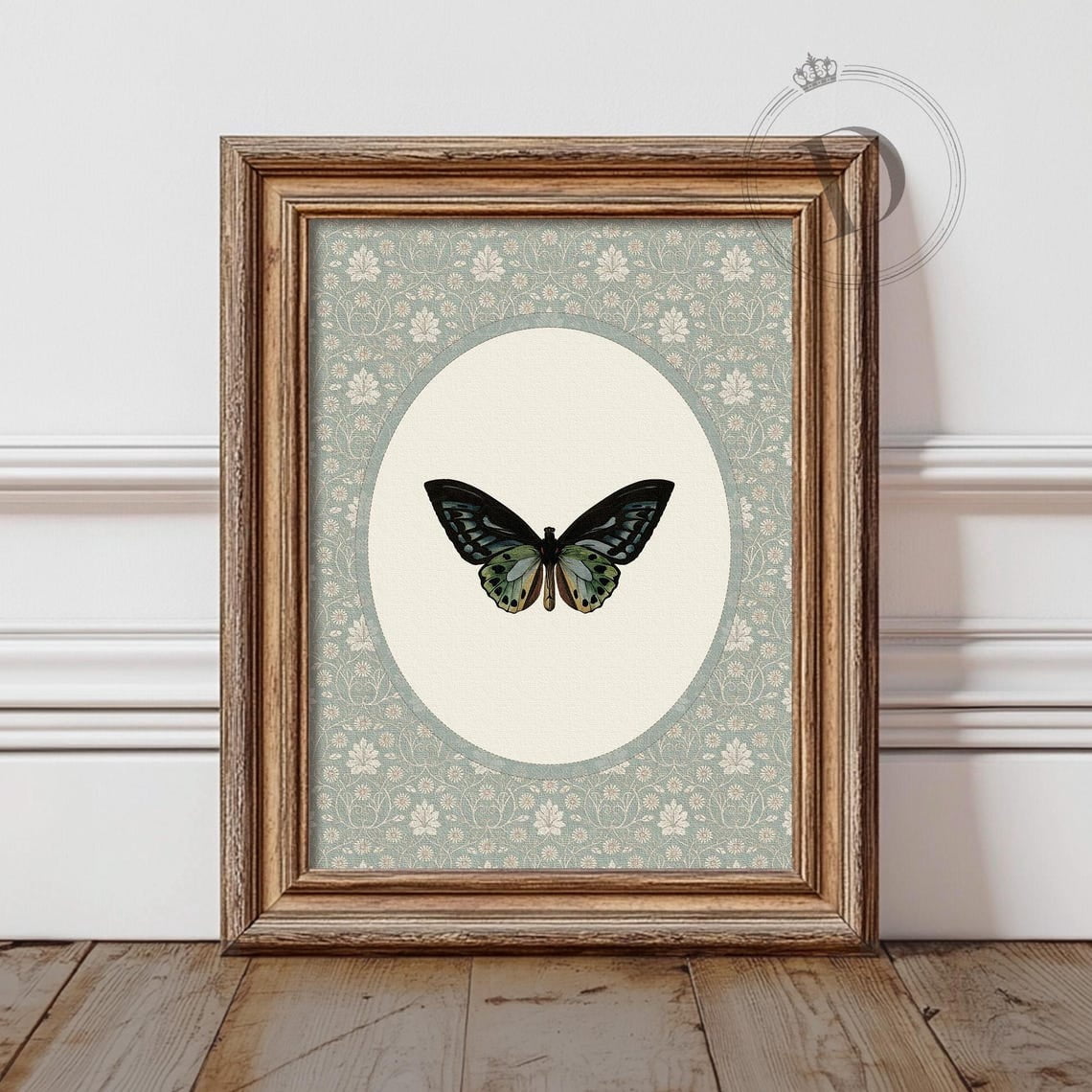 Butterfly Wall Art Print, Cottagecore, Vintage Insect Oval, Living Room ...
