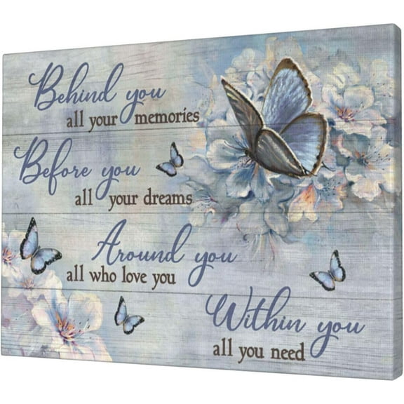 Butterfly Wall Art Purple Flower Butterfly Canvas Painting Prints Farmhouse Rustic Blooming Floral Pictures Wall Decor Modern Artwork Home Decoration for Bathroom Bedroom Office 16"x12"