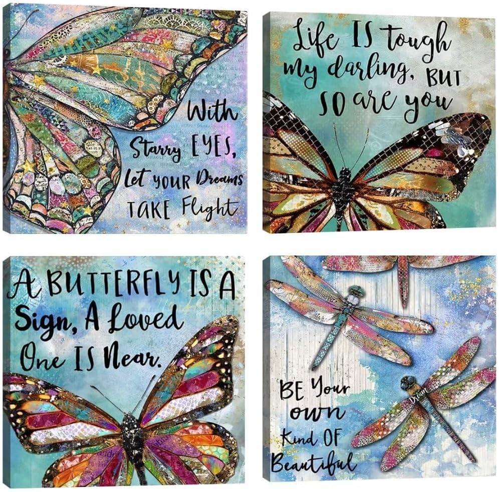 Butterfly Wall Art Retro Colorful Butterflies Wall Decor Inspirational ...