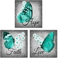 thumbnail image 1 of Butterfly Wall Art Teal Green Butterfly with Daisy Inspirational Quotes Love Hope Faith Pictures Framed Modern Butterfly Canvas Art Decor Hanging for Girls Living Room Bedroom Office Home, 1 of 6