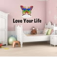 thumbnail image 1 of Butterfly Wall Decal Love your life Monarch Butterfly Rainbow Colored Decal Art Adorable Quote Bedroom Decoration - Size: 40 In X 24 In, 1 of 5