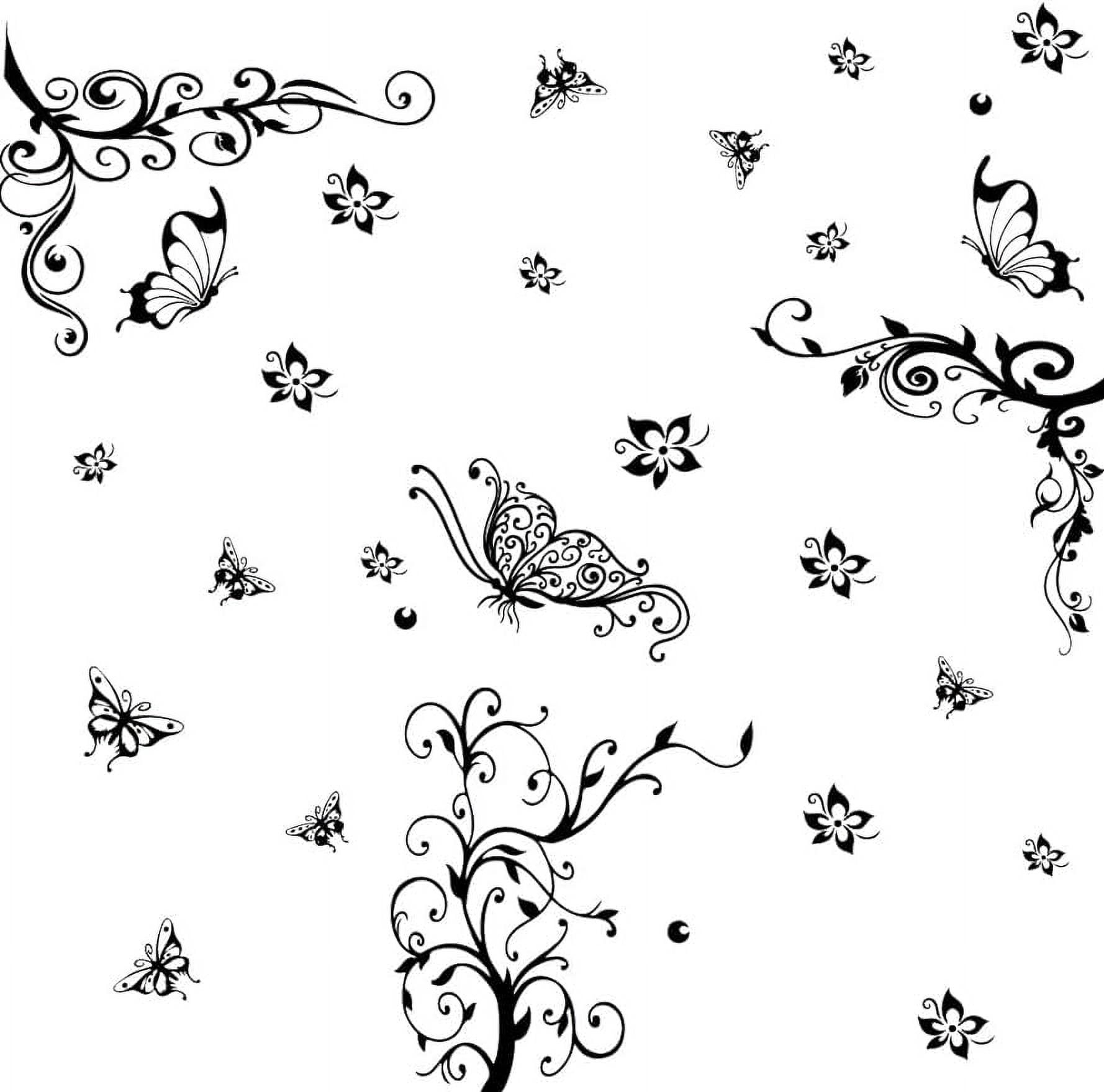 Butterfly Wall Decal Vinyl Flower Vines Butterfly Stickers Floral DIY ...