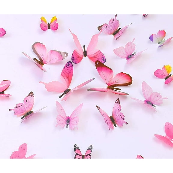 Butterfly Wall Decals, 24 Pcs 3D Butterfly Removable Mural Stickers Wall Stickers Decal Wall Decor for Home and Room Decoration