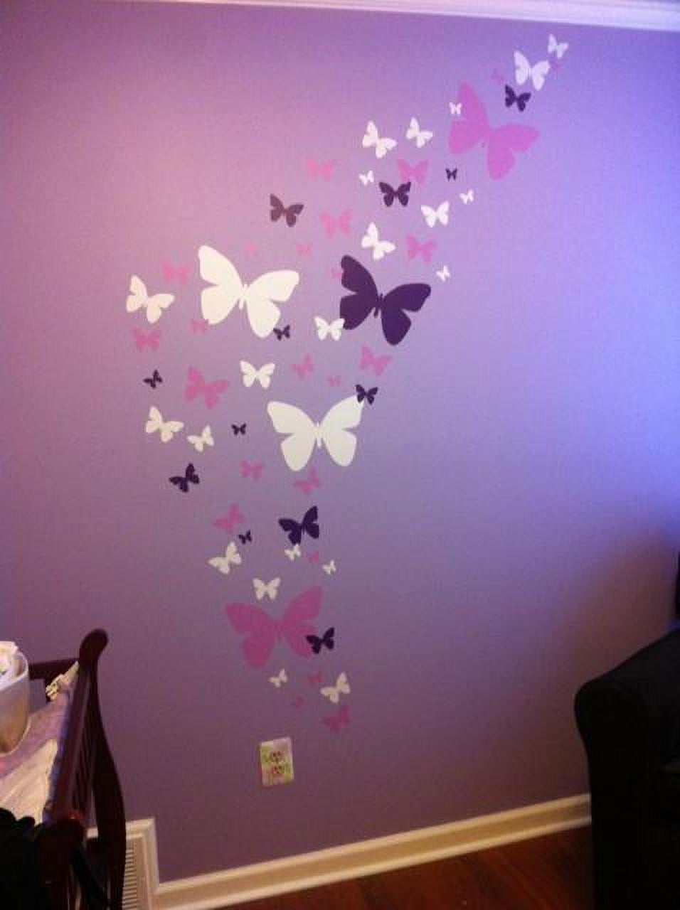 Butterfly Wall Decals Lavender, Lilac White Room Decor Wall Stickers (39) butterflies 1.5"-10.75"