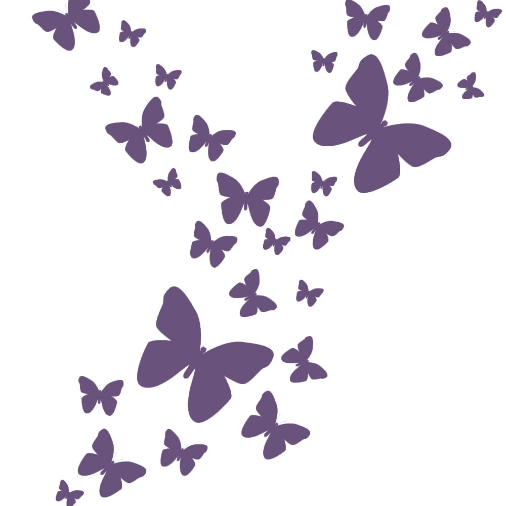Innovative Stencils Easy Peel and Stick Instant Home Decor Wall Sticker - Colorful Butterflies Nursery Decals #3005