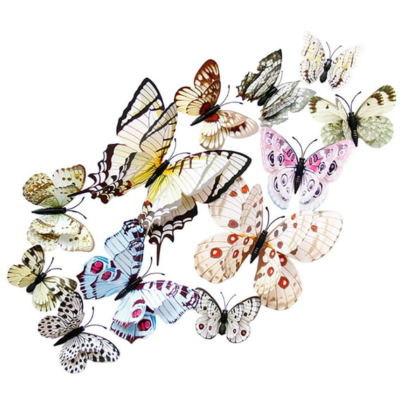 Butterfly Wall Decor, 1 Pack 3D Butterflies Stickers for Party Decorations with Magnets, Colorful 3D Double Layer Simulation Butterfly Wall Sticker Magnet Refrigerator Sticker DIY Home, Elegant White