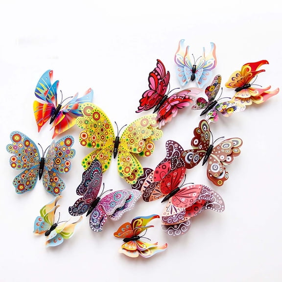 Butterfly Wall Decor 24/48 PCS, 3D Butterflies Stickers for Party Decorations with Magnets(Colorful, 24)