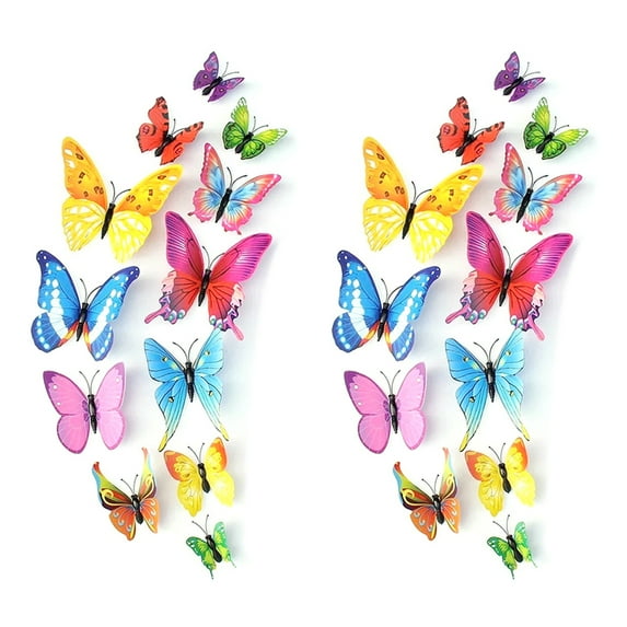 Butterfly Wall Decor 24 PCS, 3D Butterflies Stickers for Party Decorations with Magnets(Colorful, 24)Mixed color