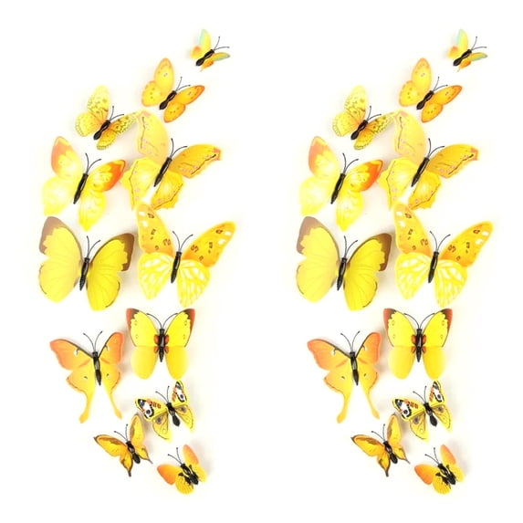 Butterfly Wall Decor 24 PCS, 3D Butterflies Stickers for Party Decorations with Magnets(Colorful, 24)yellow