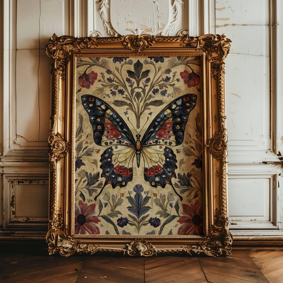 Butterfly Wall Decor, Butterfly Print, Moody Wall Art, William Morris, Aesthetic Wall Decor, Dark Cottagecore Art, Butterfly Gifts For Her Poster Unframed