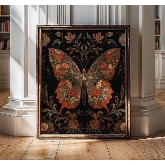 Butterfly Wall Decor, Butterfly Print, Moody Wall Art, William Morris, Aesthetic Wall Decor, Dark Cottagecore Art, Butterfly Gifts For Her Poster Unframed