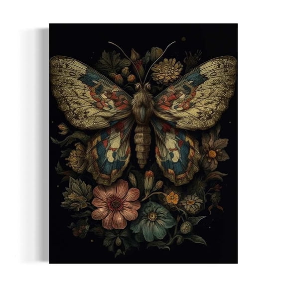 Butterfly Wall Decor, Vintage Insect Poster, Dark Botanical Print, Cottagecore Aesthetic, Dark Academia Gallery, Library Wall Art RA33 Unframed Paper Print