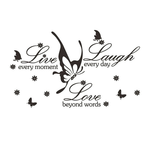 Butterfly Wall Stickers Decor, Live Laugh Love, Easy to Peel & Stick, Inspirational Wall Decals