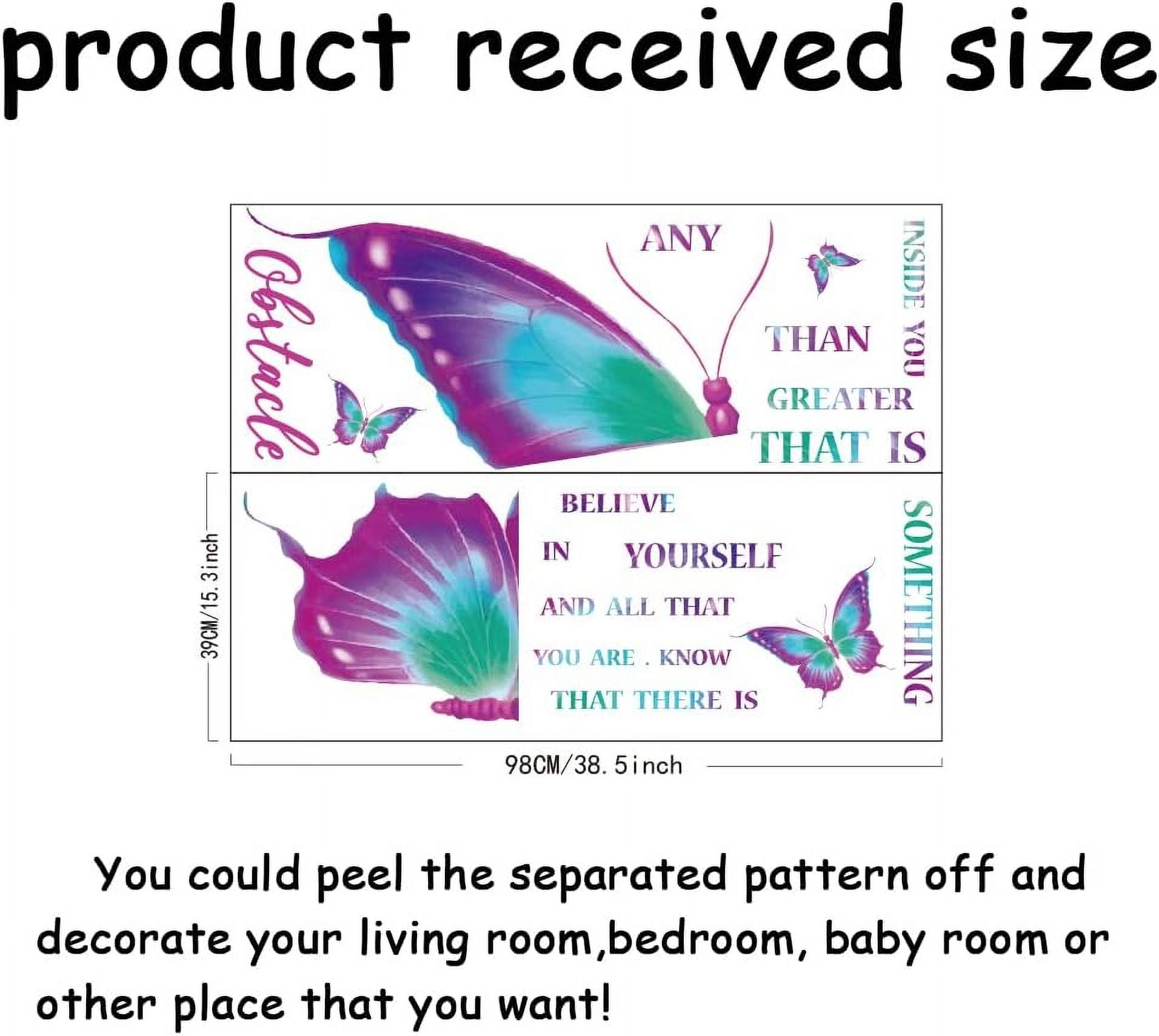 Butterfly Wall Stickers Inspirational Quotes Wall Decals Believe in ...