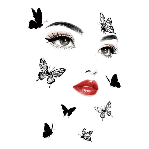 Butterfly Wall Stickers for Kids Room | Decorative Lips & Eyes Wall Decals for Home Decor