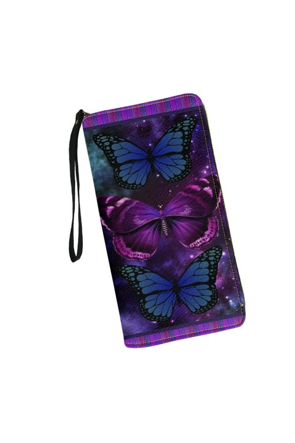 Butterfly Wallet for Women Leather RFID Blocking Design Zip Around Card Holder Organizer Ladies Travel Clutch Wristlet