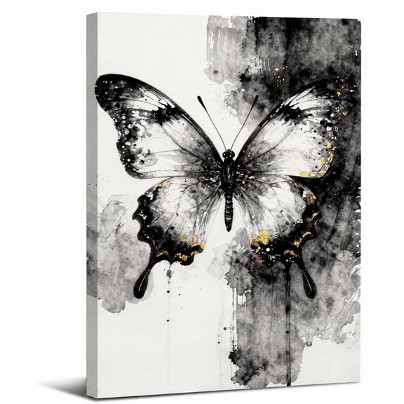 Butterfly Watercolor Canvas Wall Art Framed Bathroom Decor,perfect for bathroom bedroom or living room decor delicate wall hanging,8x12in