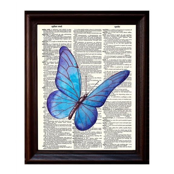 Butterfly Watercolor - Dictionary Art Print Printed On Authentic Vintage Dictionary Book Page - 8 x 10.5