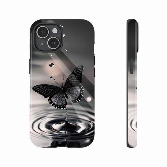 Butterfly Waterdrop iPhone Case Artistic Design for Art Lovers Nature Fans Valentine’s Day Gift Compatible with iPhone 11/12/13/14/15/16 (Pro Max/Plus)