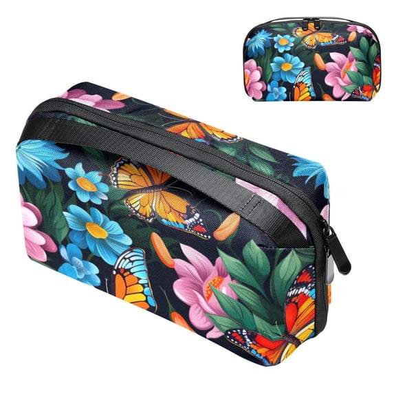 Butterfly Waterproof Oxford Cloth Storage Box for Electronic Devices - 5.9x9.44x3.14 Inches - Travel Organizer and Cord Organizer for Small Electronics - Easy to Use