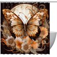 Butterfly Waterproof Printed Shower Curtain Set with Hooks for Bathroom