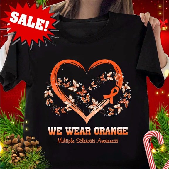 Butterfly We Wear Orange Multiple Sclerosis Awareness T-Shirt