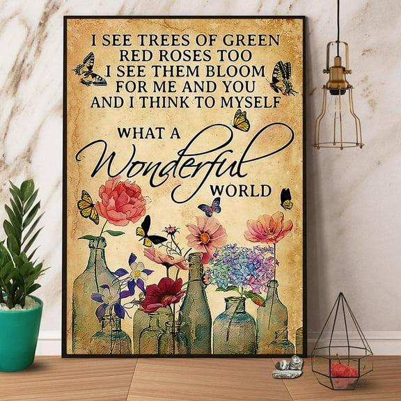 Butterfly What A Wonderful World Vintage Paper Poster No Frame Matte Wall Art Decor 11 x 17 Inch Poster