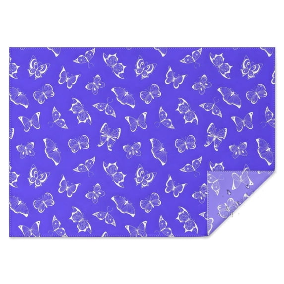 Butterfly White Silhouette Pattern Rectangle Tablecloth 60"x84",Waterproof Polyester Rectangle Table Cloth, Wipeable Spillproof Polyester Tablecloth for Dining, Camping, Indoor and Outdoor