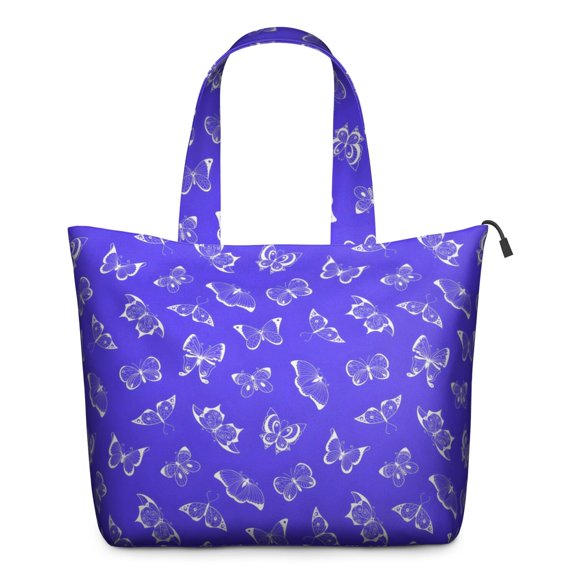 Butterfly White Silhouette Pattern Travel Tote Bags for Women Carry On,Large Weekender Bags for Women Travel,Multi Functional Duffle Bag for Work,Shopping,Sports