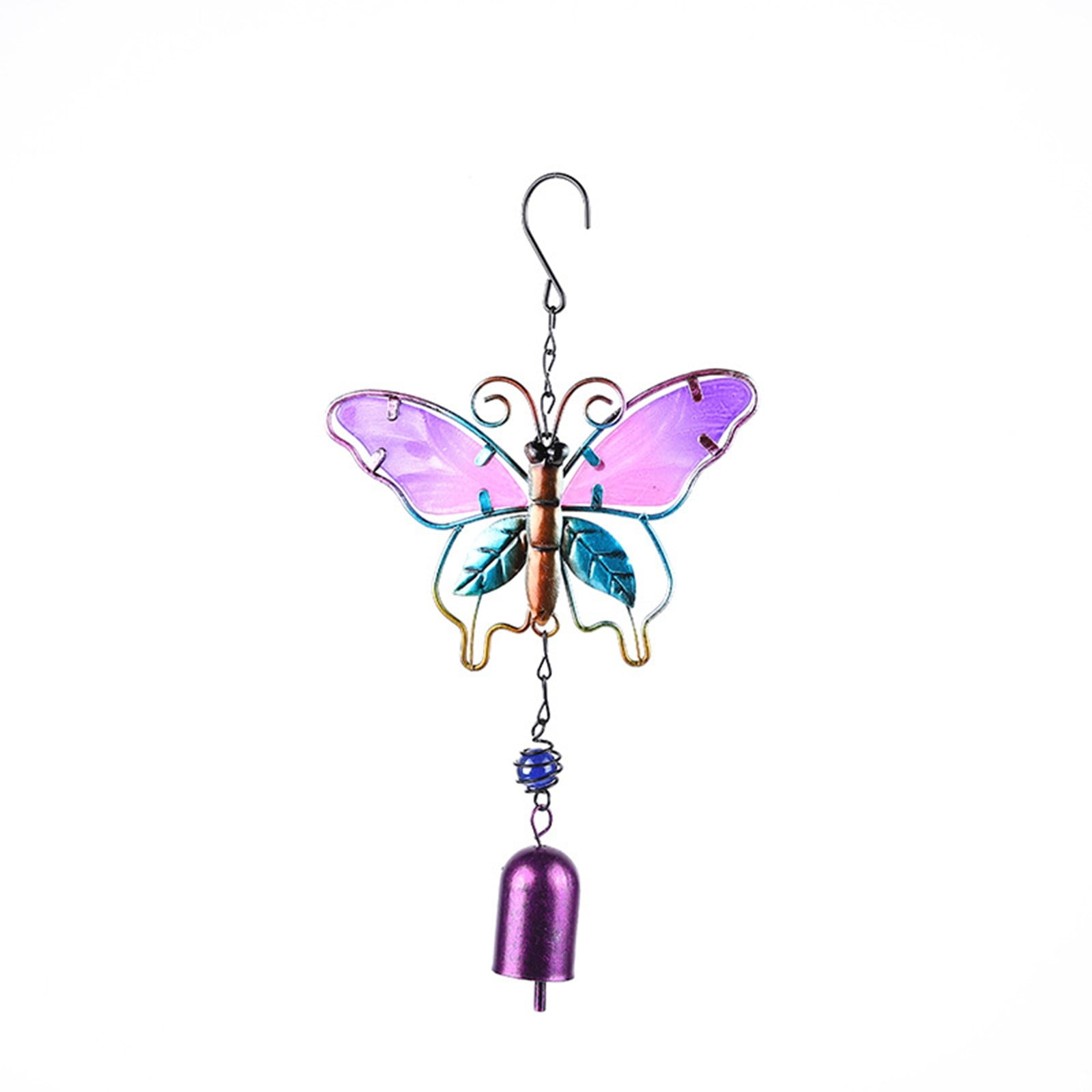 Butterfly Wind Chimes for Outside - Colorful Hand Painted Metal and Glass Wind Chime for Patio, Garden, Yard, Memorial Sympathy Gift, Anthropology Home Decor